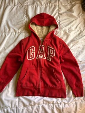 Vintage GAP Red Sherpa-Lined Hoodie